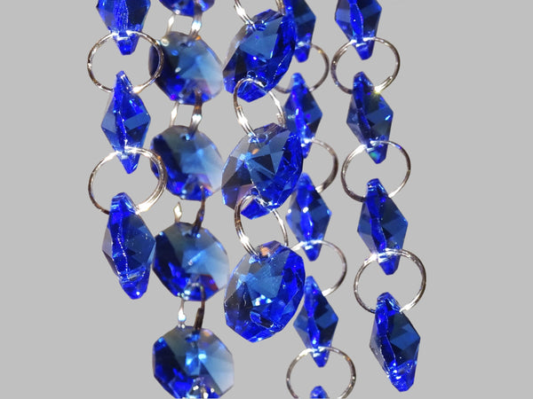 1 Strand 14 mm Cobalt Blue Octagon Chandelier Drops Cut Glass Crystals Garlands Beads Droplets 4