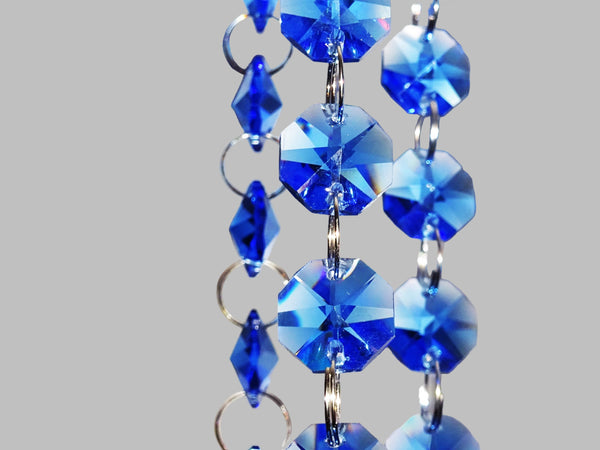 1 Strand 14 mm Cobalt Blue Octagon Chandelier Drops Cut Glass Crystals Garlands Beads Droplets 3