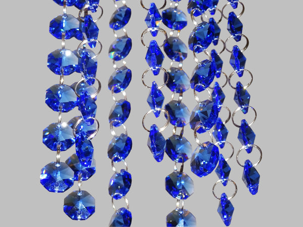 1 Strand 14 mm Cobalt Blue Octagon Chandelier Drops Cut Glass Crystals Garlands Beads Droplets 6
