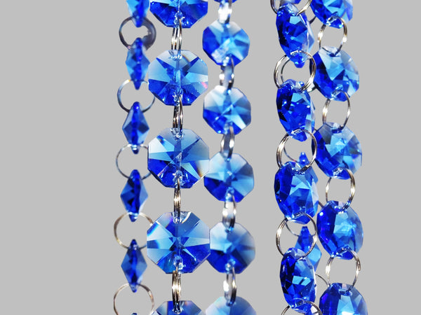 1 Strand 14 mm Cobalt Blue Octagon Chandelier Drops Cut Glass Crystals Garlands Beads Droplets 10