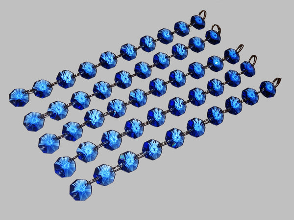 1 Strand 14 mm Cobalt Blue Octagon Chandelier Drops Cut Glass Crystals Garlands Beads Droplets 5