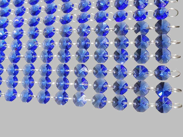 1 Strand 14 mm Cobalt Blue Octagon Chandelier Drops Cut Glass Crystals Garlands Beads Droplets 9
