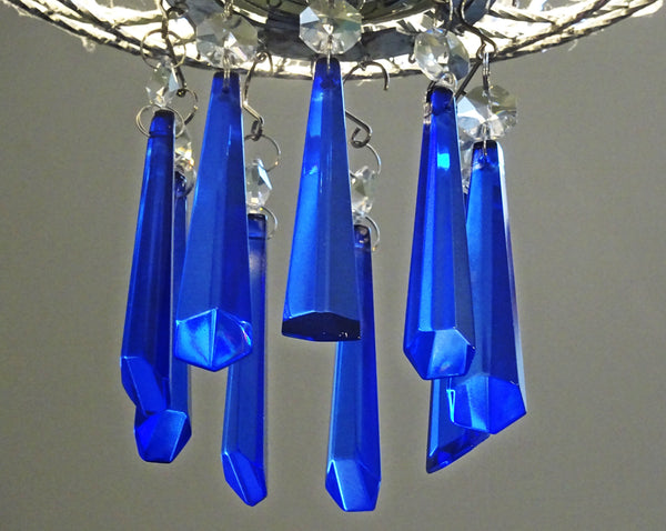 1 Blue Cut Glass Icicles 72 mm 3" Chandelier Crystals Drops Beads Droplets Light Parts 5