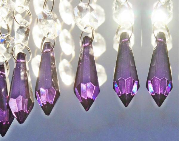 12 Purple Torpedo 37 mm 1.5" Chandelier Crystals Drops Beads Droplets Christmas Decorations