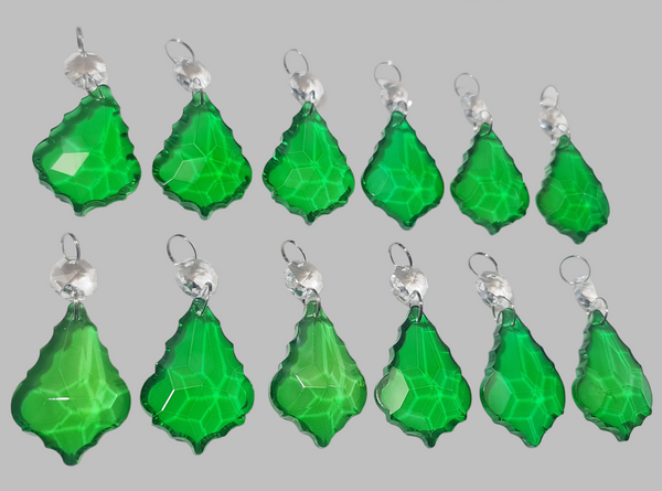 12 Emerald Green Leaf 50 mm 2" Chandelier UK Crystals Drops Beads Droplets Christmas Decorations 8