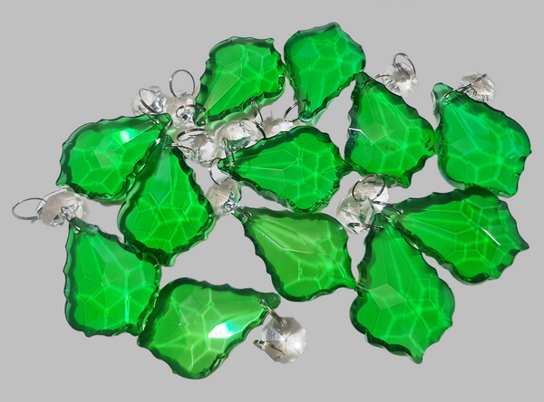 12 Emerald Green Leaf 50 mm 2" Chandelier UK Crystals Drops Beads Droplets Christmas Decorations 6