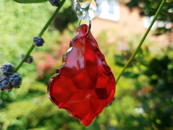 1 Red Cut Glass Leaf 50 mm 2" Chandelier Crystals Drops Beads Droplets Light Lamp Parts 2
