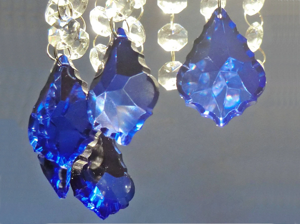 1 Blue Cut Glass Leaf 50 mm 2" Chandelier Crystals Drops Beads Droplets Light Lamp Parts 10