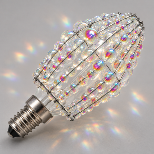 Chandelier Bead Candle Light Bulb Aurora Borealis AB Glass Cover Sleeve Beaded Lampshade Alternative 10