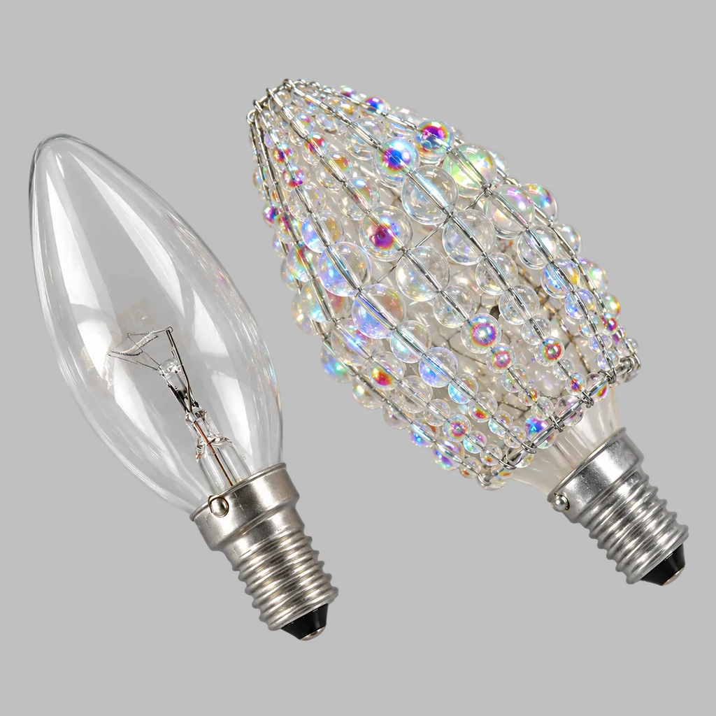 Chandelier Bead Candle Light Bulb Aurora Borealis AB Glass Cover Sleeve Beaded Lampshade Alternative 1
