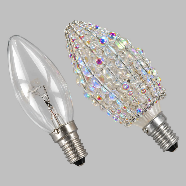 Chandelier Bead Candle Light Bulb Aurora Borealis AB Glass Cover Sleeve Beaded Lampshade Alternative 1