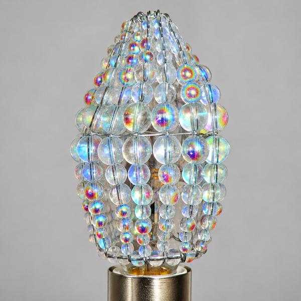 Chandelier Bead Candle Light Bulb Aurora Borealis AB Glass Cover Sleeve Beaded Lampshade Alternative 4