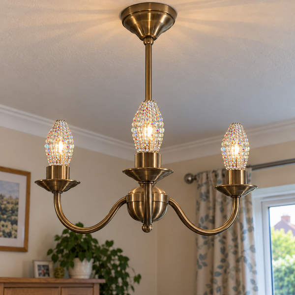 Chandelier Bead Candle Light Bulb Aurora Borealis AB Glass Cover Sleeve Beaded Lampshade Alternative 5