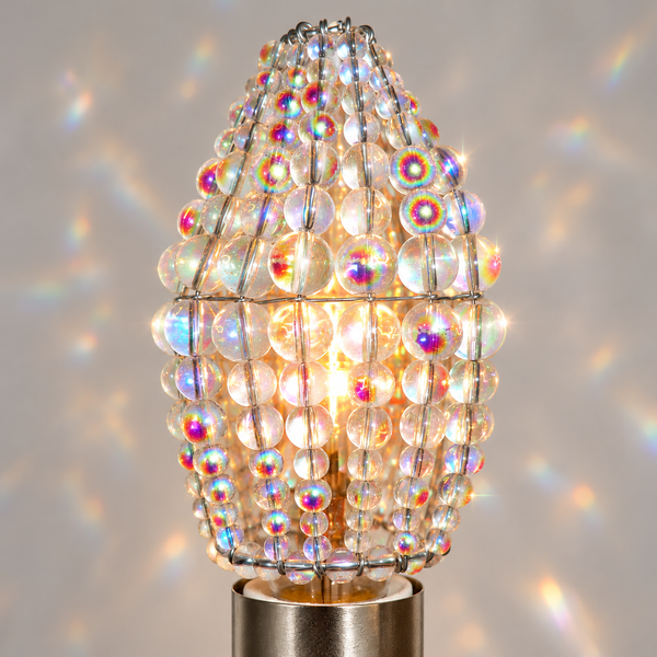 Chandelier Bead Candle Light Bulb Aurora Borealis AB Glass Cover Sleeve Beaded Lampshade Alternative 6