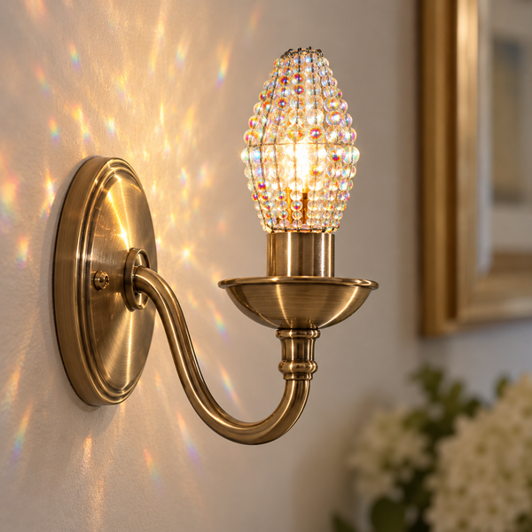 Chandelier Bead Candle Light Bulb Aurora Borealis AB Glass Cover Sleeve Beaded Lampshade Alternative 7