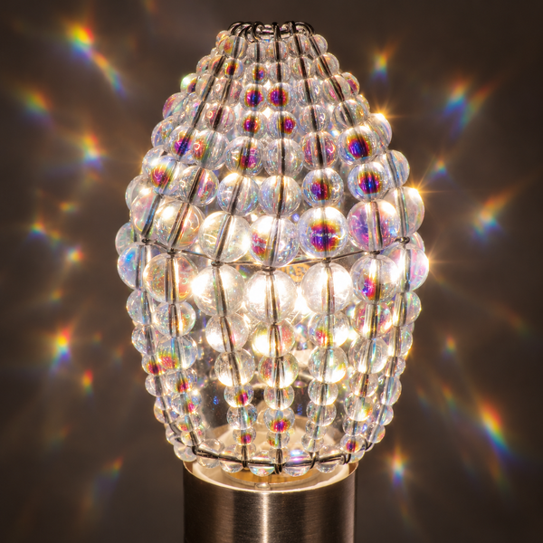 Chandelier Bead Candle Light Bulb Aurora Borealis AB Glass Cover Sleeve Beaded Lampshade Alternative 9