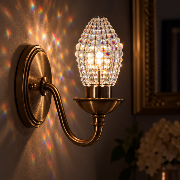 Chandelier Bead Candle Light Bulb Aurora Borealis AB Glass Cover Sleeve Beaded Lampshade Alternative 11