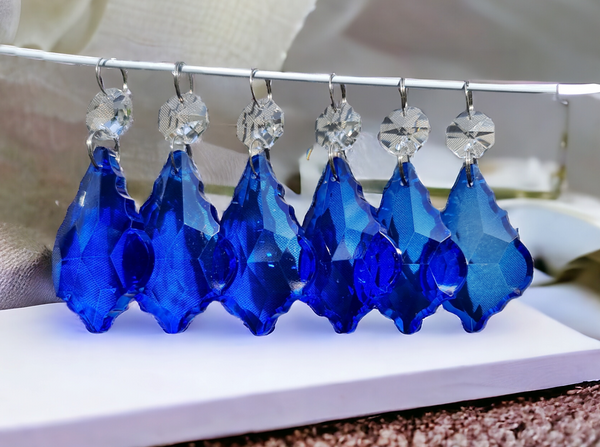 1 Blue Cut Glass Leaf 50 mm 2" Chandelier Crystals Drops Beads Droplets Light Lamp Parts 5