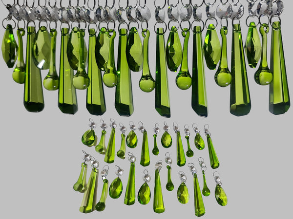 24 Sage Green Chandelier Drops Cut Glass UK Crystals Beads Christmas Tree Decorations Sun Catchers 1