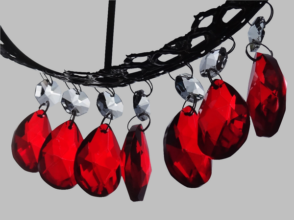 12 Red Oval 37 mm 1.5" Chandelier Crystals Drops Beads Droplets Christmas Wedding Decorations