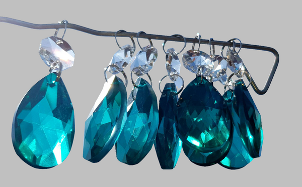 12 Peacock Green Oval 37 mm 1.5" Chandelier Crystals Drops Beads Droplets Christmas Decorations
