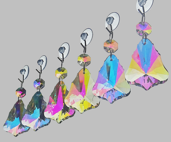 12 Aurora Borealis 50 mm 2" Bell Chandelier Glass Crystals Beads AB Droplets Christmas Decorations