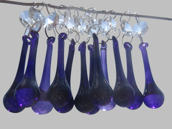 12 Purple Orbs 53 mm 2" Chandelier Crystals Droplets Beads Light Droplets Christmas Tree Decorations