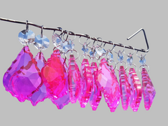 12 Hot Pink Leaf 50 mm 2" Chandelier Crystals Drops Beads Droplets Christmas Wedding Decorations