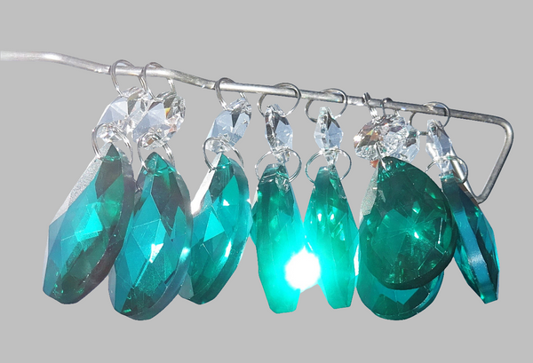 12 Peacock Green Oval 37 mm 1.5" Chandelier Crystals Drops Beads Droplets Christmas Decorations