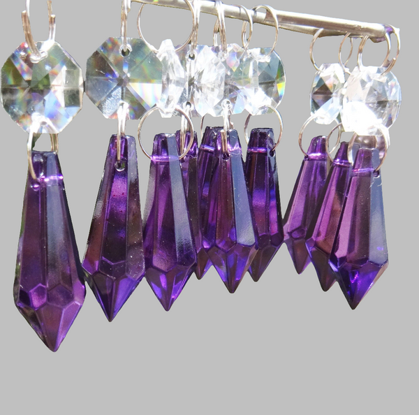 12 Purple Torpedo 37 mm 1.5" Chandelier Crystals Drops Beads Droplets Christmas Decorations