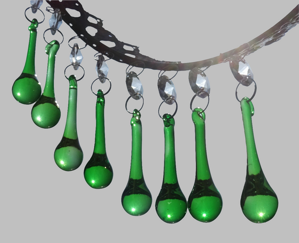 12 Emerald Green Orbs 53 mm 2" Chandelier Crystals Droplets Beads Drops Christmas Decorations