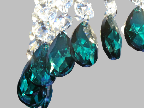 12 Peacock Green Oval 37 mm 1.5" Chandelier Crystals Drops Beads Droplets Christmas Decorations