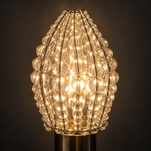 Chandelier Bead Candle Light Bulb Clear Transparent Glass Cover Sleeve Beaded Lampshade Alternative 9