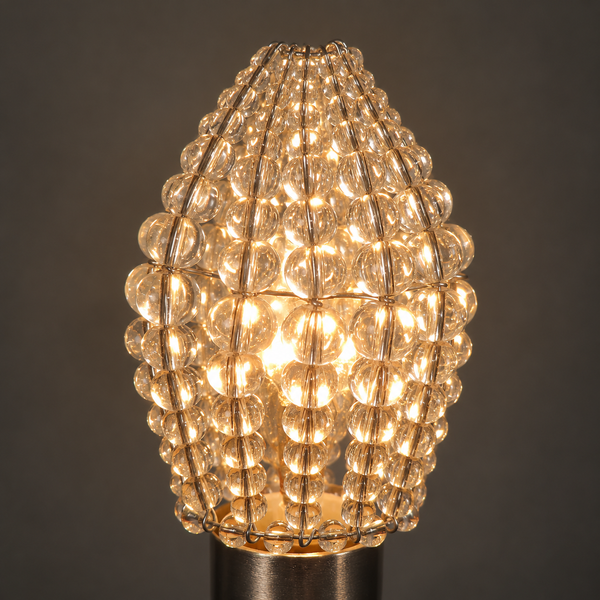 Chandelier Bead Candle Light Bulb Clear Transparent Glass Cover Sleeve Beaded Lampshade Alternative 10
