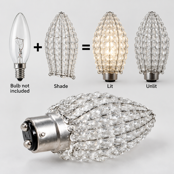 Chandelier Bead Candle Light Bulb Clear Transparent Glass Cover Sleeve Beaded Lampshade Alternative 3
