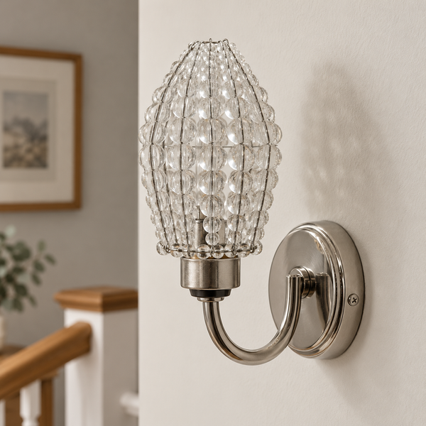 Chandelier Bead Candle Light Bulb Clear Transparent Glass Cover Sleeve Beaded Lampshade Alternative 7