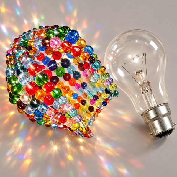 Chandelier Light Newton GLS Bulb Cover Sleeve Multi Colour Rainbow Glass Beaded Lampshade Alternative 4