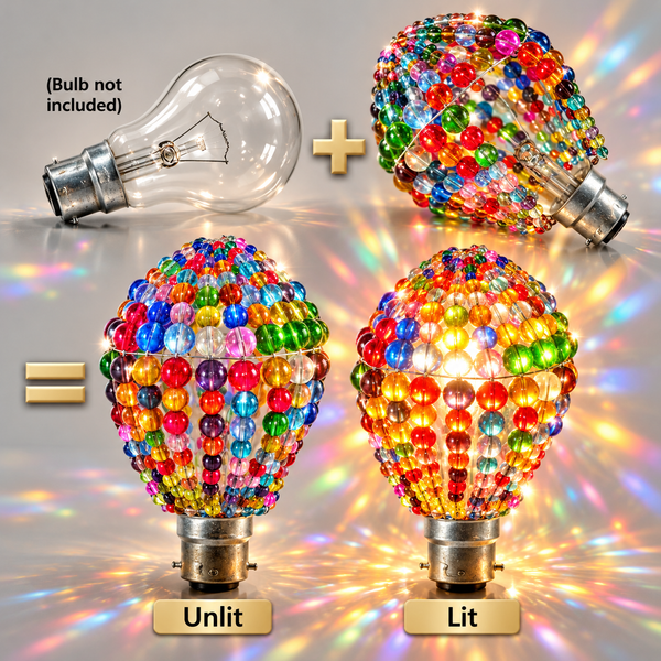 Chandelier Light Newton GLS Bulb Cover Sleeve Multi Colour Rainbow Glass Beaded Lampshade Alternative 2