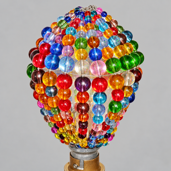 Chandelier Light Newton GLS Bulb Cover Sleeve Multi Colour Rainbow Glass Beaded Lampshade Alternative 6