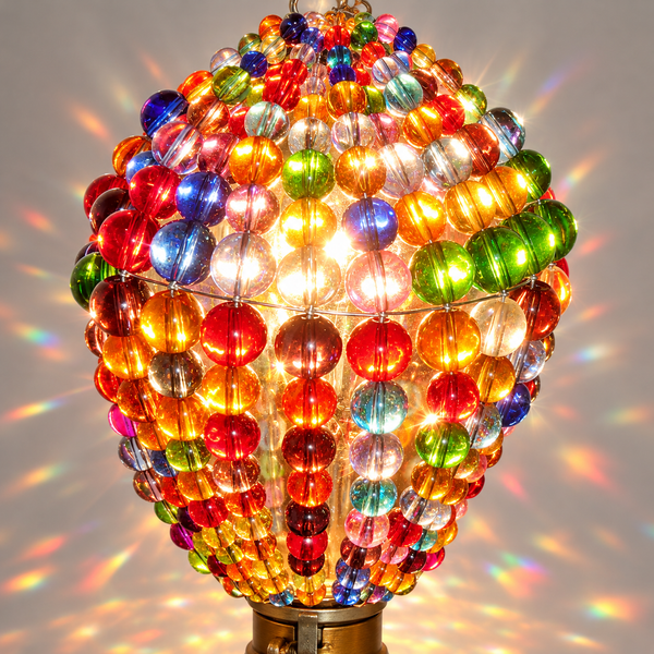 Chandelier Light Newton GLS Bulb Cover Sleeve Multi Colour Rainbow Glass Beaded Lampshade Alternative 7