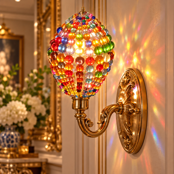 Chandelier Light Newton GLS Bulb Cover Sleeve Multi Colour Rainbow Glass Beaded Lampshade Alternative 9
