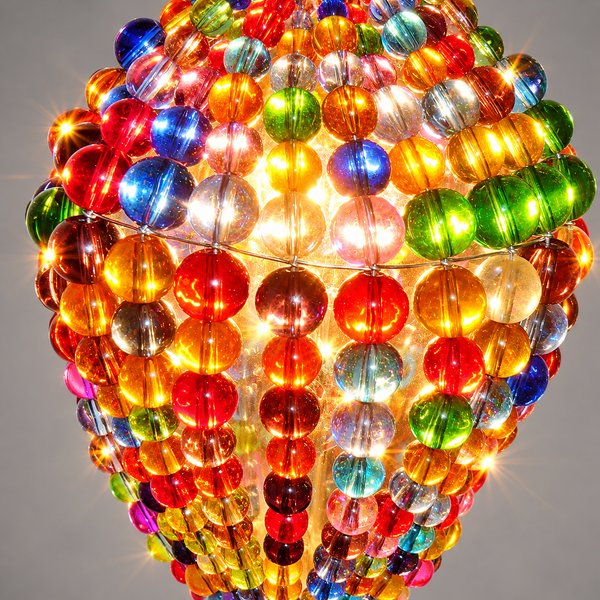 Chandelier Light Newton GLS Bulb Cover Sleeve Multi Colour Rainbow Glass Beaded Lampshade Alternative 8