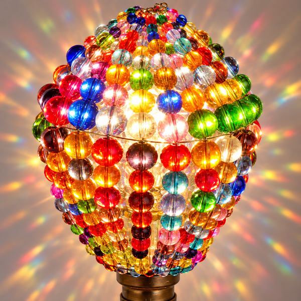 Chandelier Light Newton GLS Bulb Cover Sleeve Multi Colour Rainbow Glass Beaded Lampshade Alternative 10