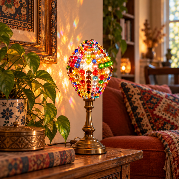 Chandelier Light Newton GLS Bulb Cover Sleeve Multi Colour Rainbow Glass Beaded Lampshade Alternative 11