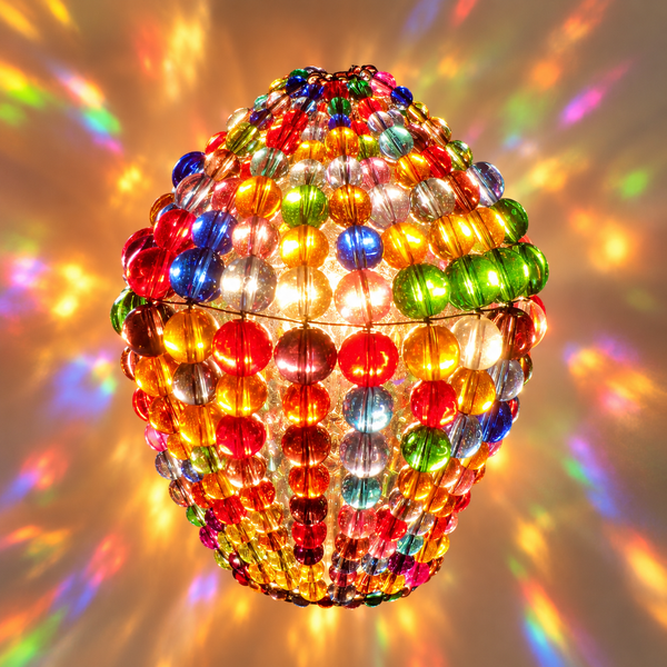 Chandelier Light Newton GLS Bulb Cover Sleeve Multi Colour Rainbow Glass Beaded Lampshade Alternative 13