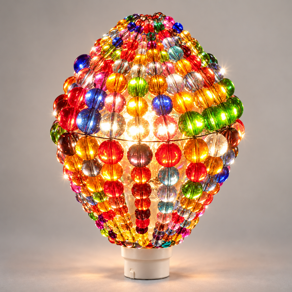 Chandelier Light Newton GLS Bulb Cover Sleeve Multi Colour Rainbow Glass Beaded Lampshade Alternative 12