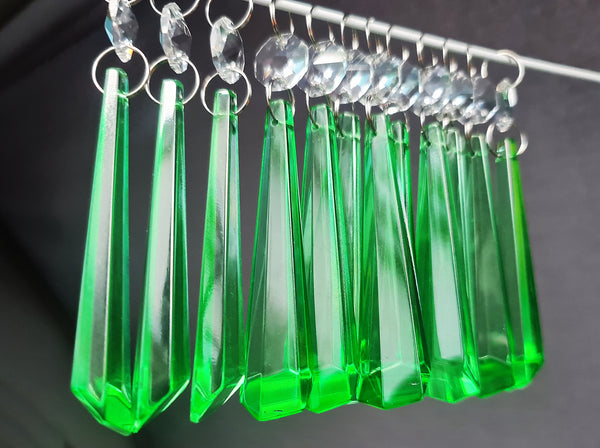 1 Emerald Green Cut Glass Icicles 72 mm 3" Chandelier Crystals Drops Beads Droplets Lamp Parts 11