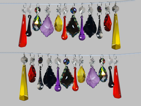 24 Chandelier Drops Gothic Halloween Autumn Fall Decorations Glass Crystals Beads Droplets 9