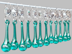12 Jade Aqua Marine Green Orbs 53 mm 2" Chandelier UK Crystals Droplets Christmas Decorations