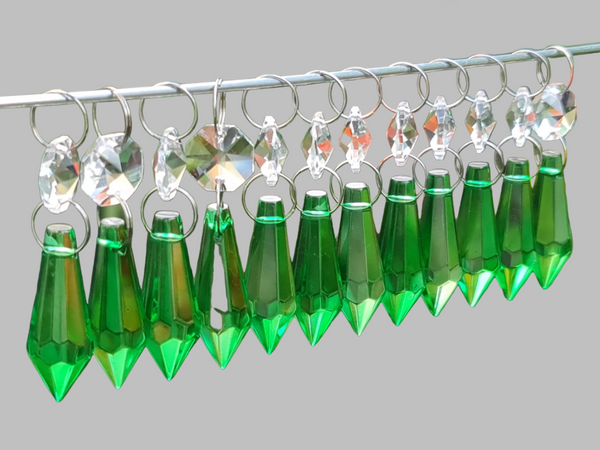 1 Emerald Green Cut Glass Torpedo 37 mm 1.5" Chandelier UK Crystals Drops Beads Droplets Light Parts 8